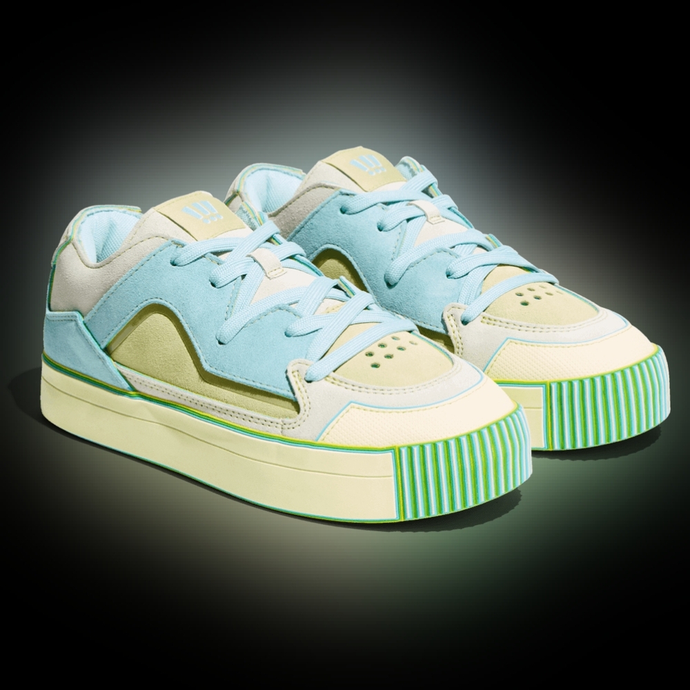 MSCHF Women Stylish Blue and Cream Sneakers
